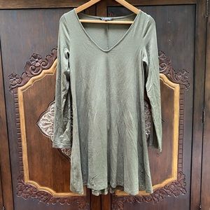 Express Olive Long Sleeve Jersey T Shirt Dress